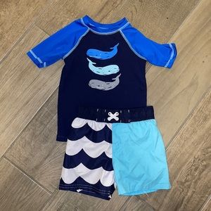 Cat & Jack Rashguard & Swim Trunks Set; 2T